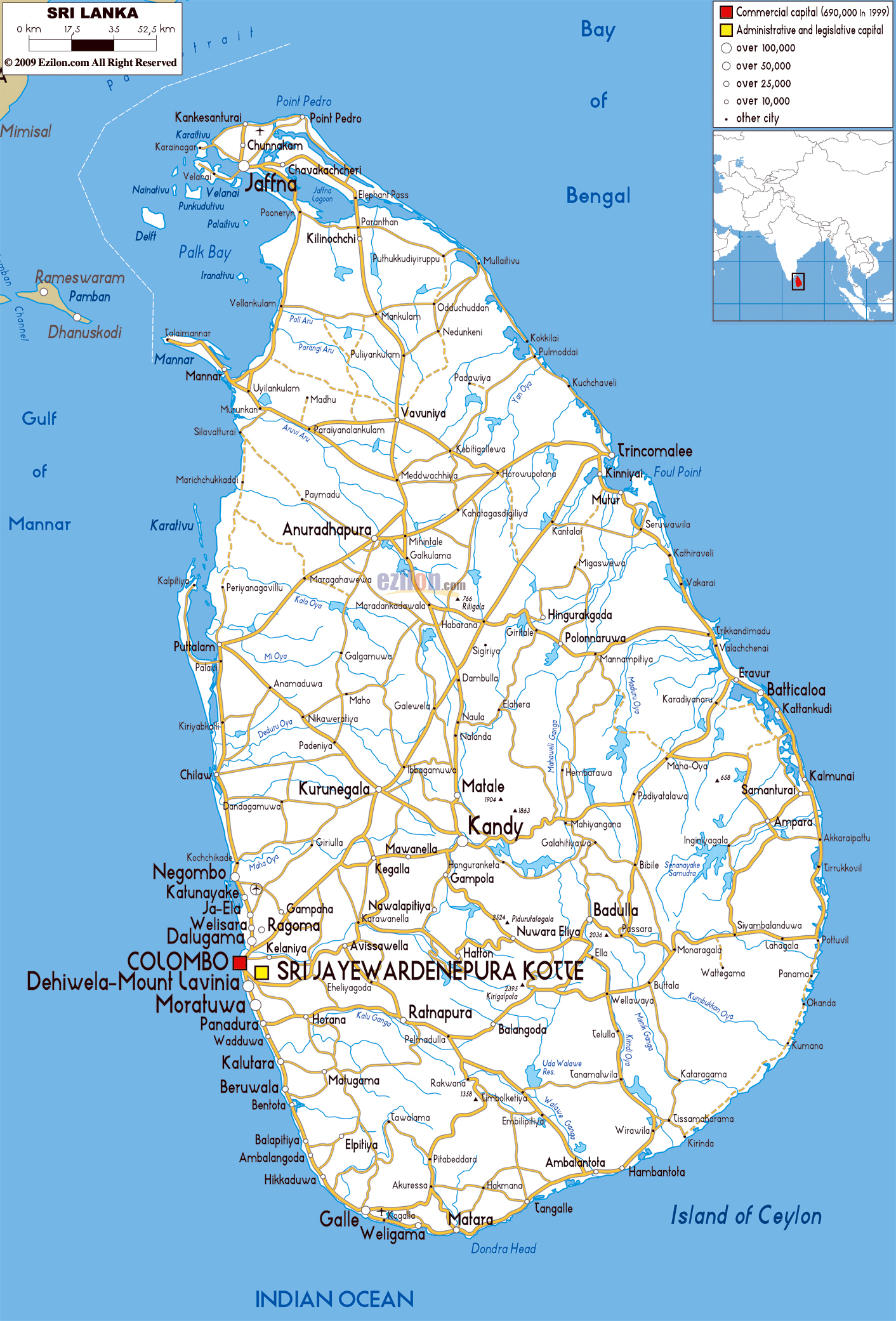 Grande Mapa De Carreteras De Sri Lanka Con Ciudades Y Aeropuertos Sri