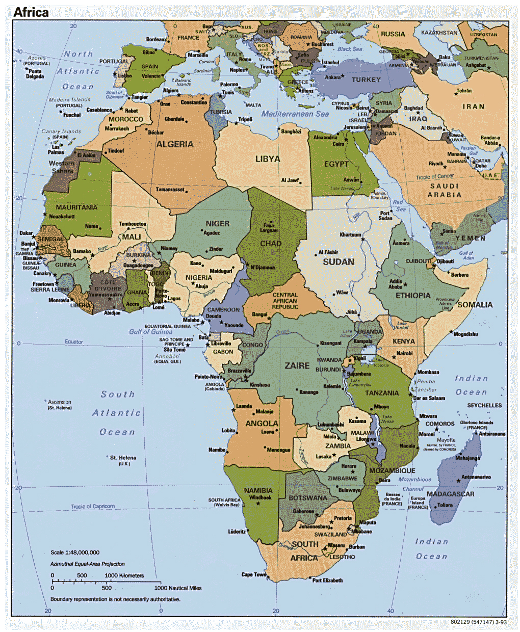 Mapa Político Detallada De África Con Las Principales Ciudades Y Capitales 1993 África 3622
