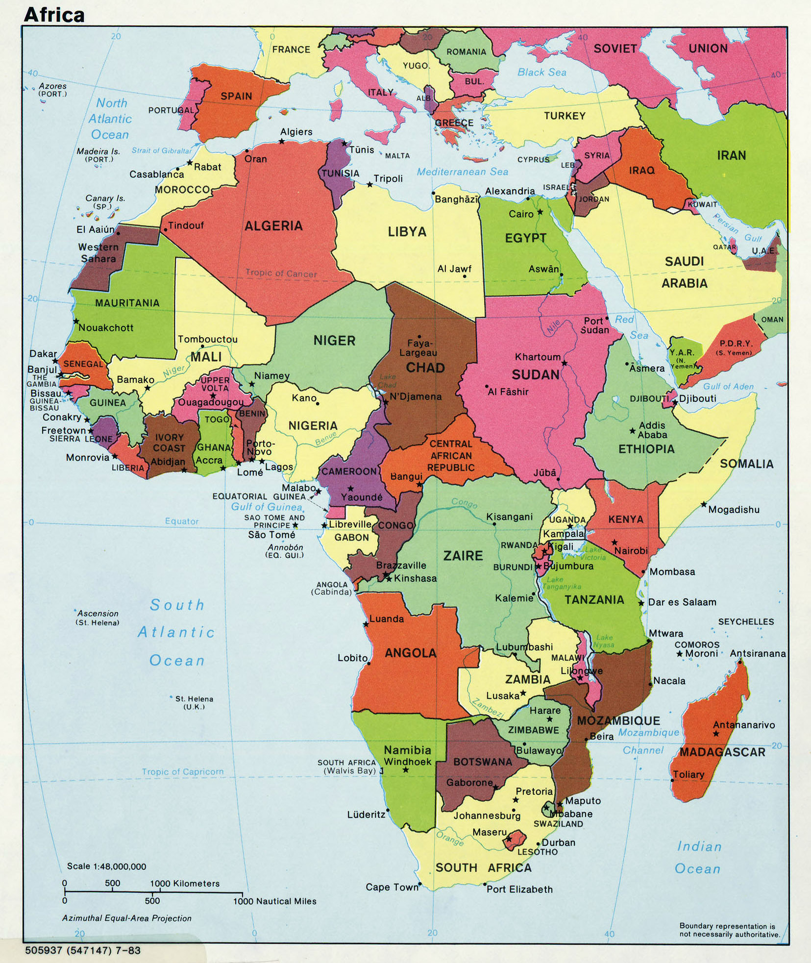 Mapa Político Grande De África Con Las Principales Ciudades Y Capitales 1983 África Mapas 2878