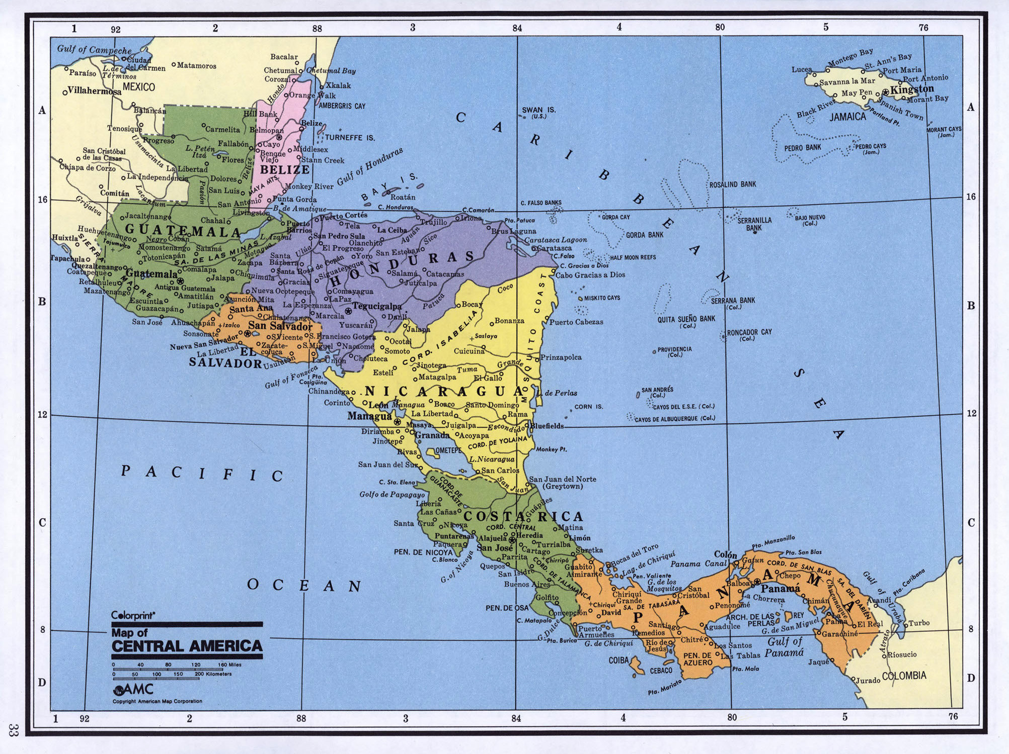 Mapa Politico Detallado De America Central 