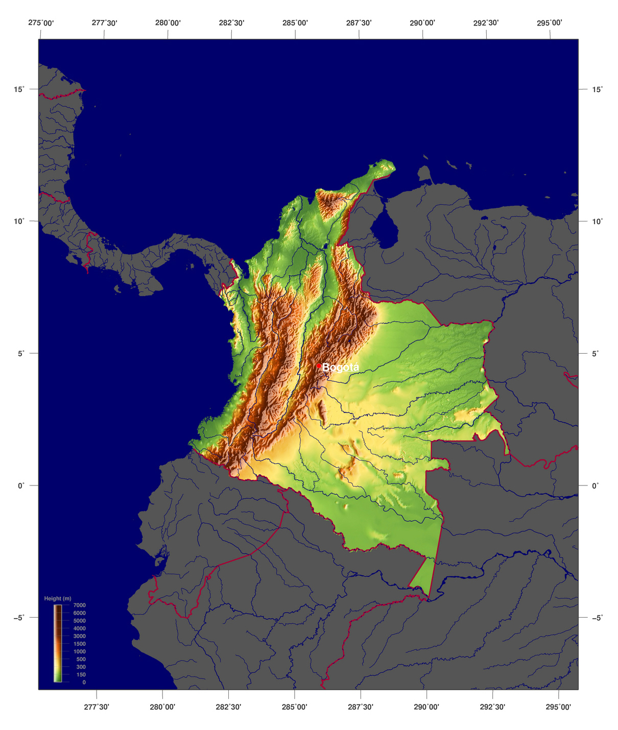 Detallado Mapa Físico De Colombia Colombia América Del Sur Mapas Del Mundo 