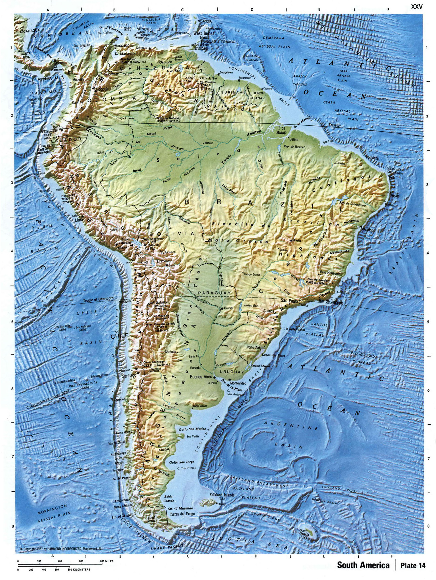 Mapa Detallado Relieve De America Del Sur 