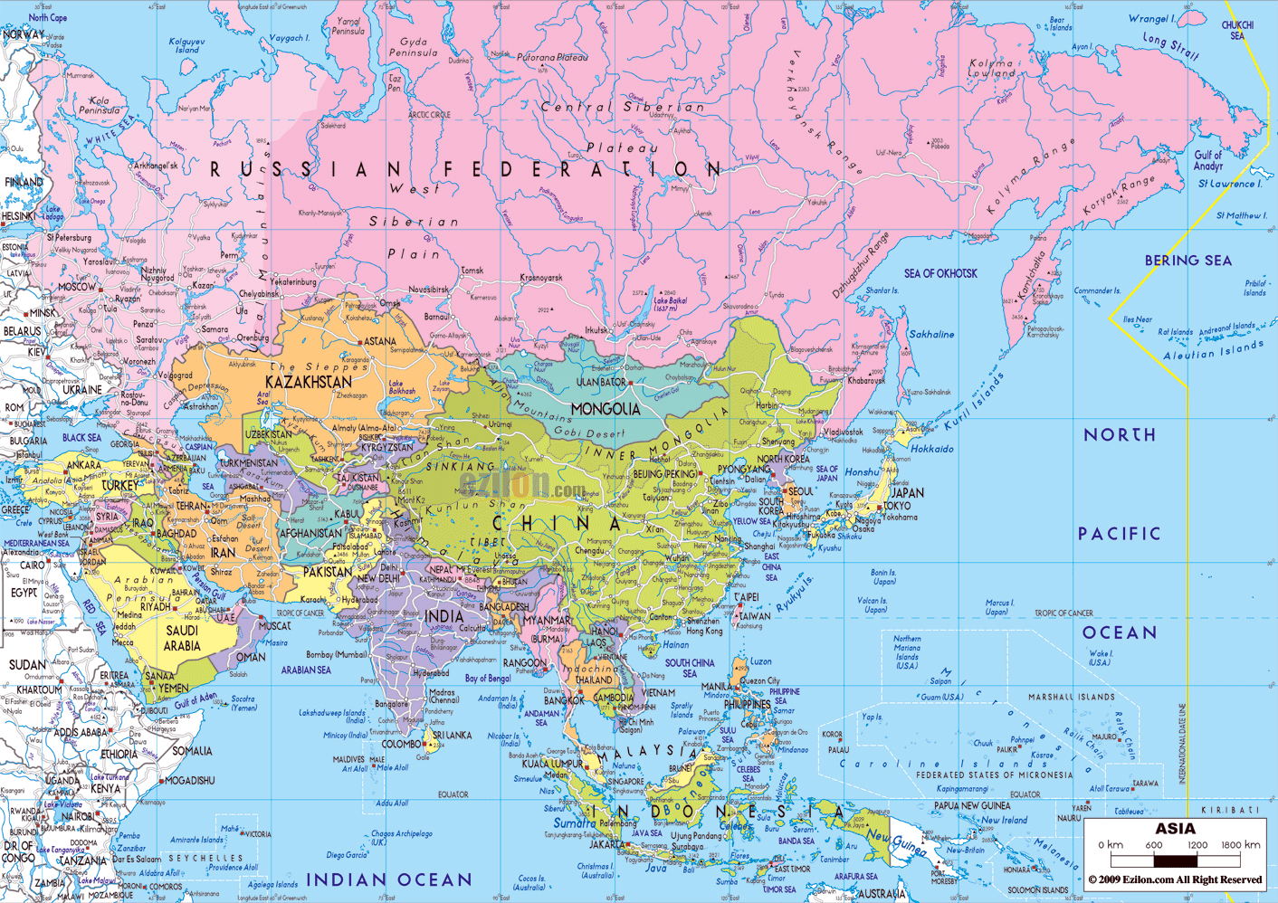 Mapa Político Grande De Asia Con Las Principales Carreteras Y Ciudades Principales Asia 9483