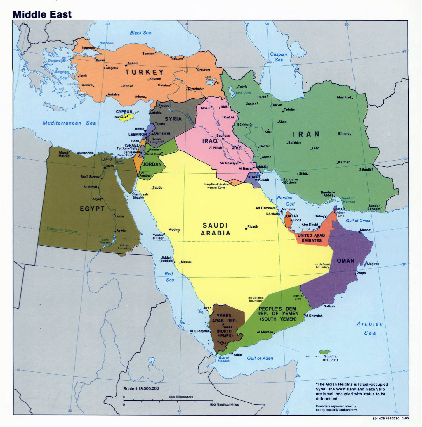 Mapa Político Grande De Oriente Medio 1990 Medio Oriente Asia Mapas Del Mundo 4293