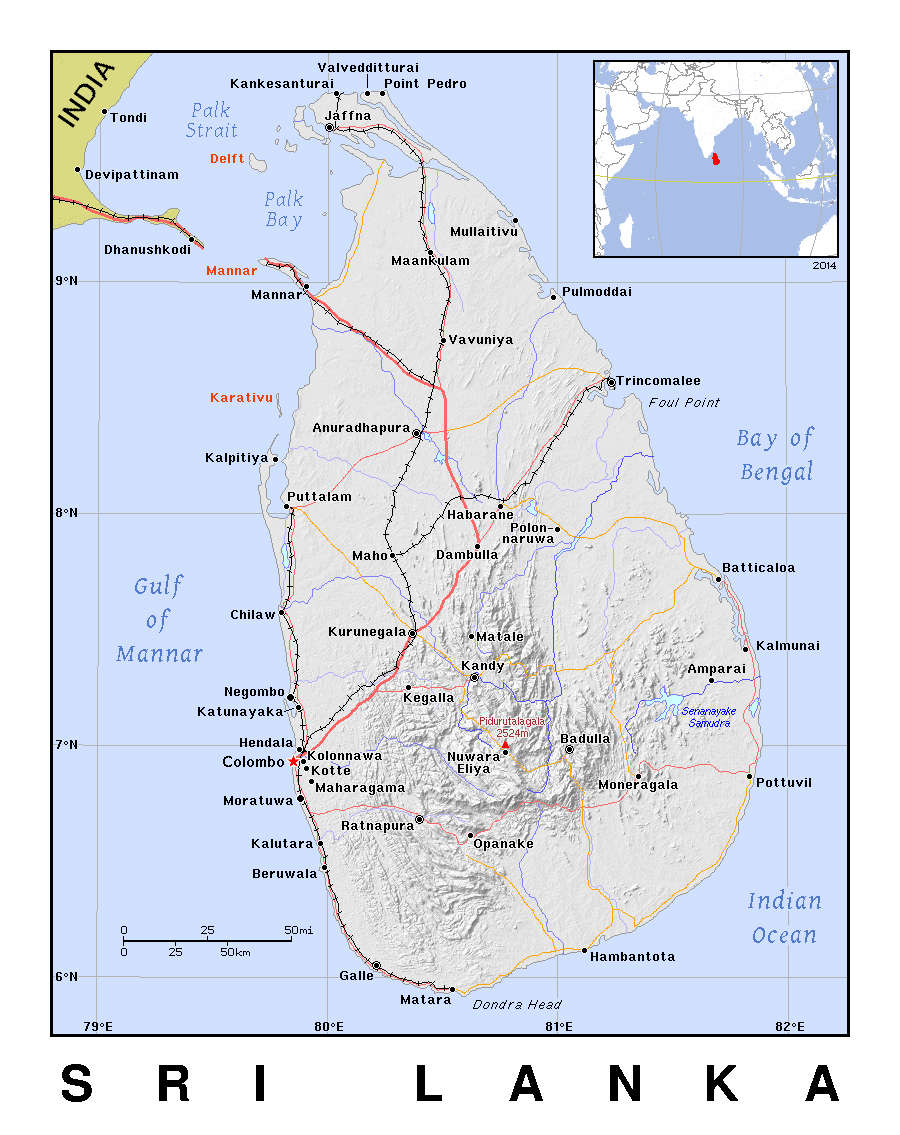 Detallado Mapa Político De Sri Lanka Con Relieve Sri Lanka Asia Mapas Del Mundo
