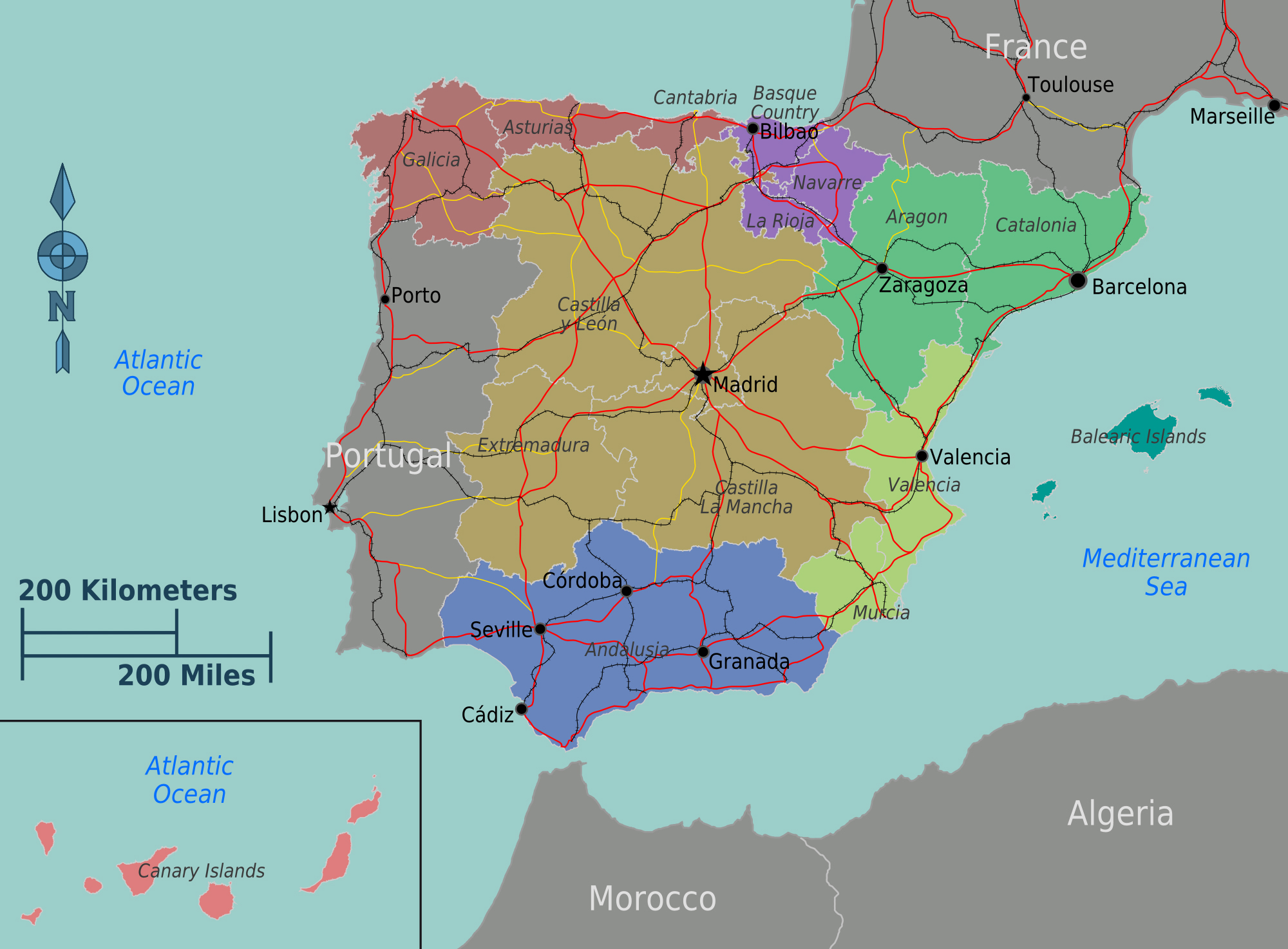 Grande Mapa De Regiones De España España Europa Mapas Del Mundo