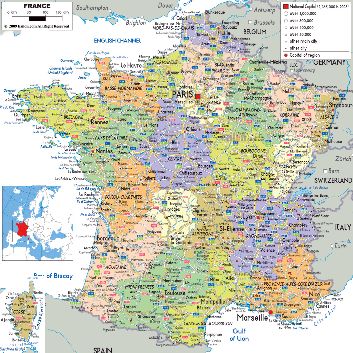 Mapa Político Y Administrativo Grande De Francia Con Carreteras Ciudades Y Aeropuertos 4454