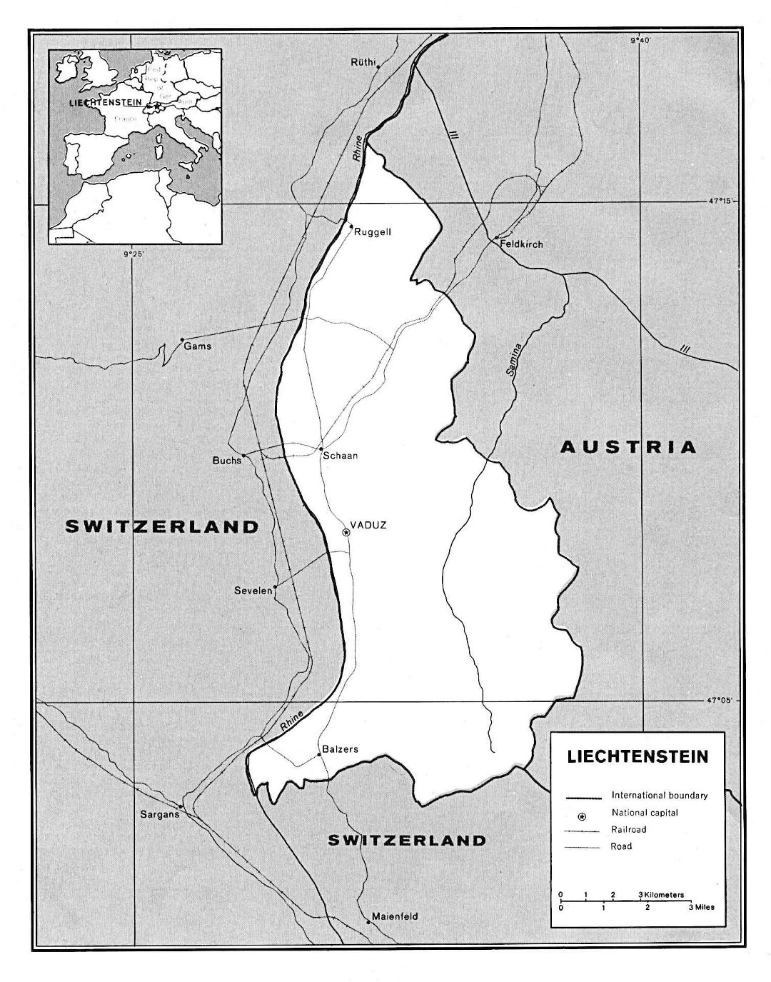 Grande mapa político de Liechtenstein