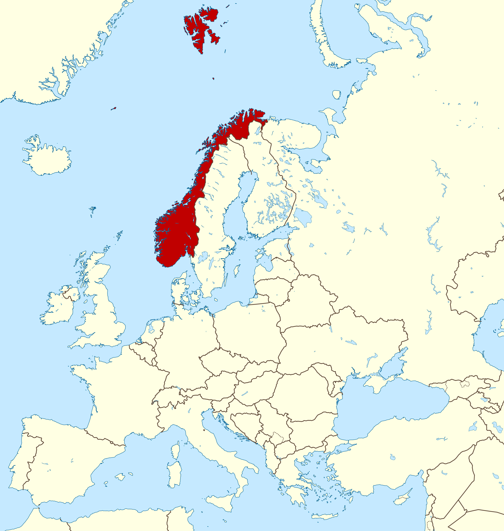 noruega mapa europa Grande mapa de ubicación de Noruega en Europa | Noruega | Europa 