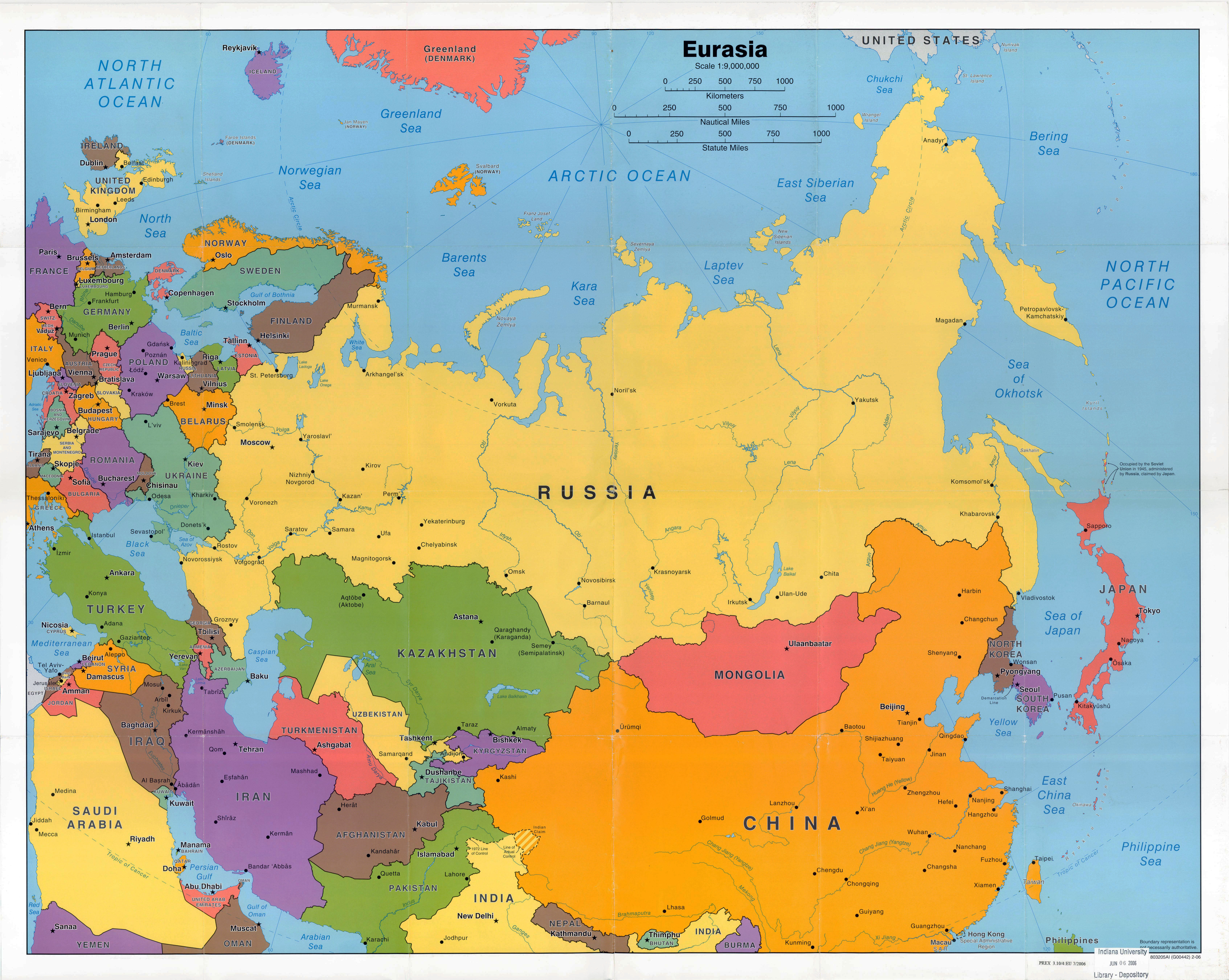 Mapa Político A Gran Escala De Eurasia 2006 Otros Mapas De Europa Europa Mapas Del Mundo 6330