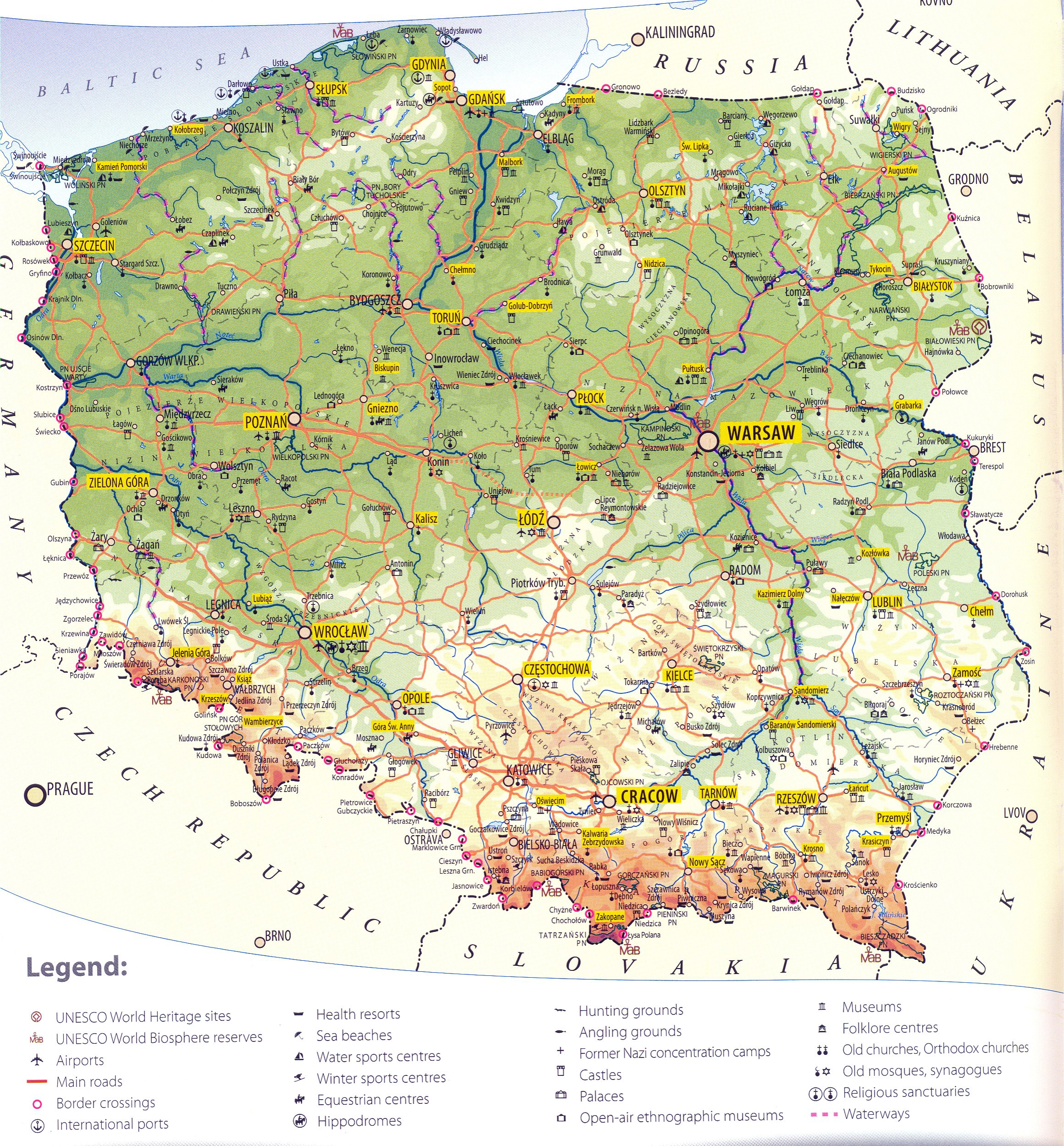 Grande Detallado Mapa Turística De Polonia Polonia Europa Mapas