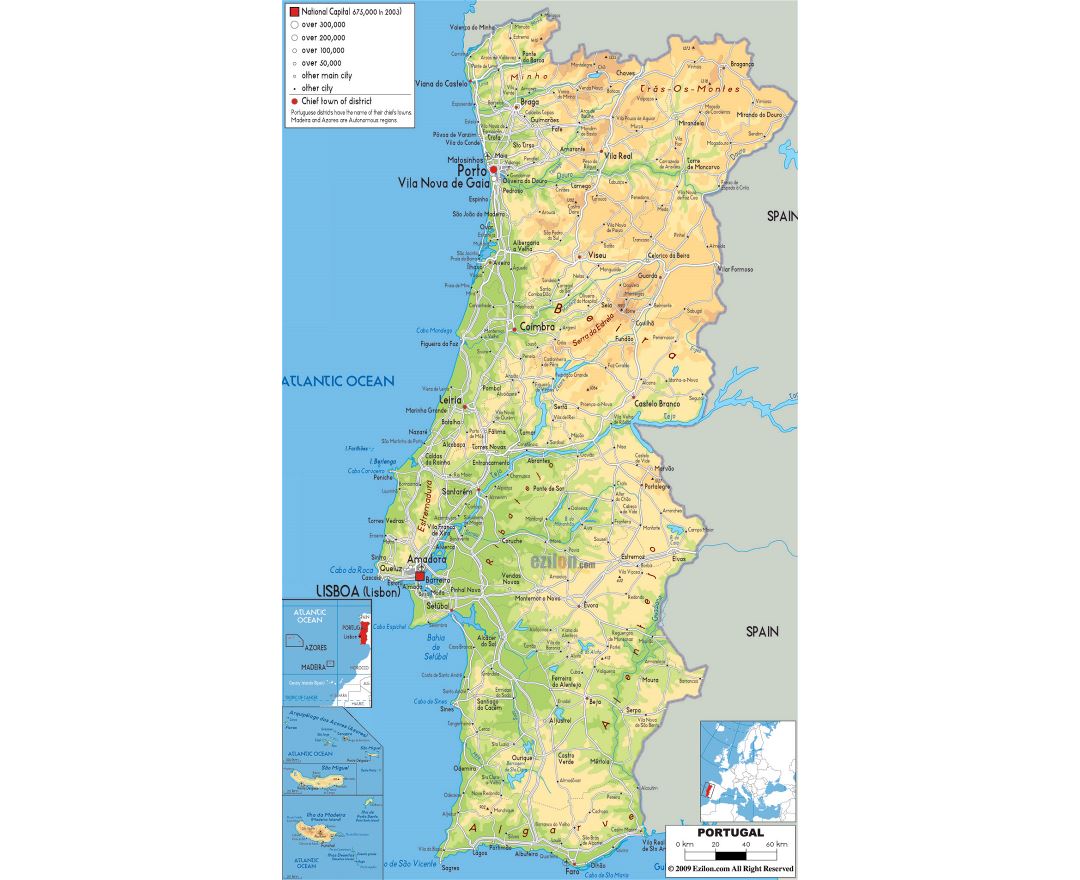 Mapa Político De Portugal Con Las Diversas Regiones Donde Se