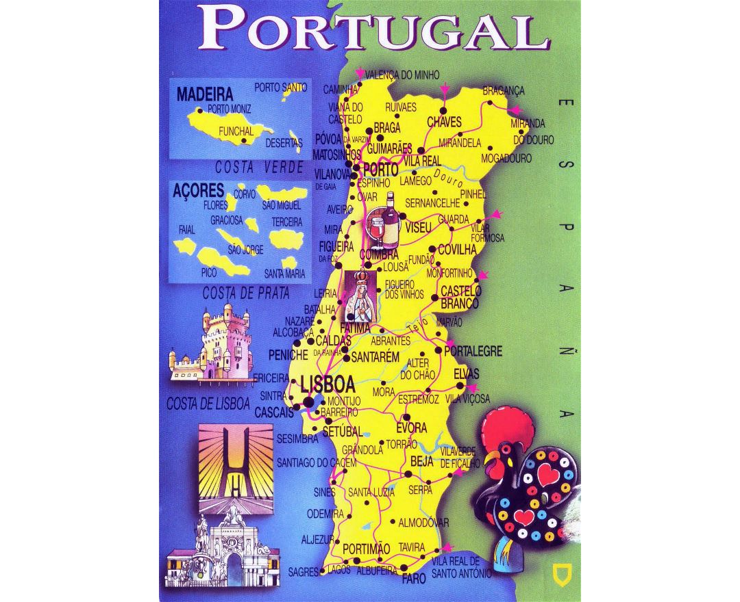 Portugal mapa turístico - mapa Turístico de Portugal (Europa do