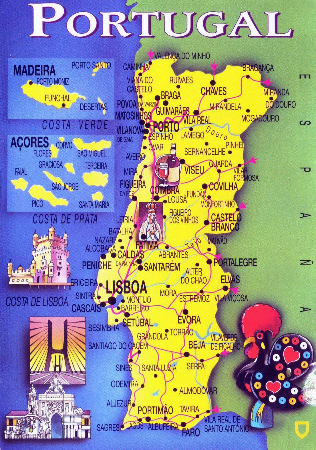 mapa turístico Portugal - Escola Educação  Portugal turismo, Mapa turístico,  Mapa turistico de portugal