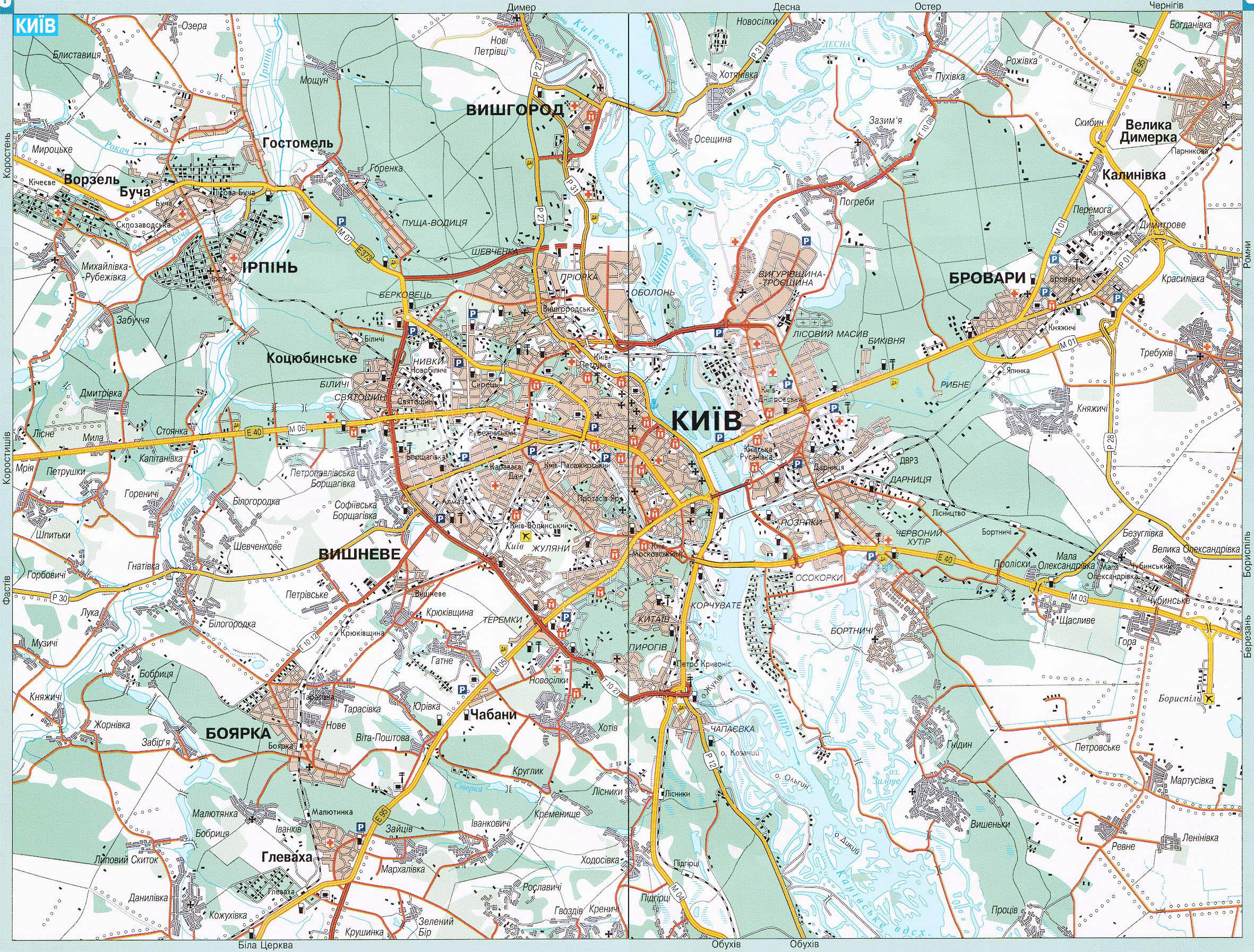 Grande detallado mapa de tránsito de ciudad de Kiev en ucraniano | Kiev