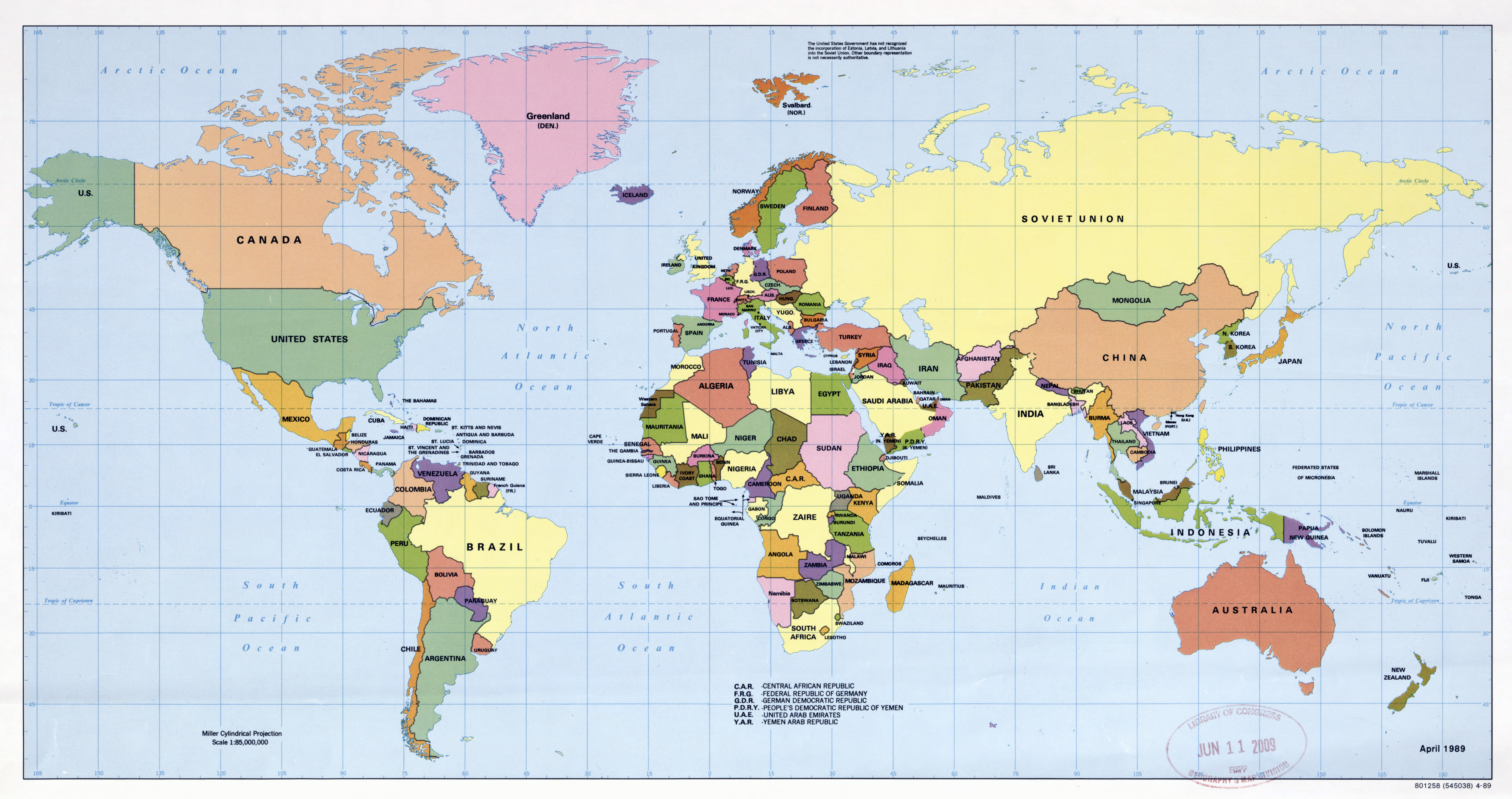 Mapa Político A Gran Escala Del Mundo 1989 Mundo Mapas Del Mundo